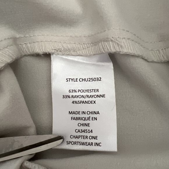 Nicole Miller Pants Women Large Cream Mid Rise Peg Leg Pullon Pockets Office NEW - Picture 8 of 12